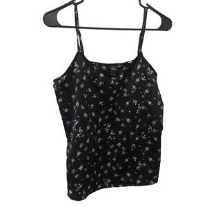 3/$15 wild fable black satin mini floral spaghetti strap top